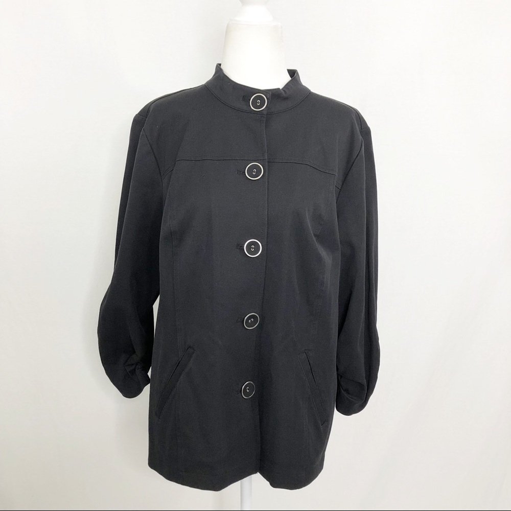 Chico’s Lightweight Button Front Jacket, Size Large, Black